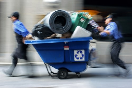 Scheduled waste collection bins in a residential area